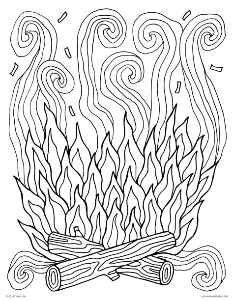 cartoon fire coloring page