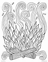 Coloring Pages Campfire Fire Smoke Printable Adults Color Nature Kids Camp Log Spring sketch template