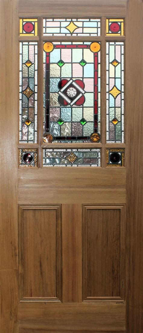 9 Pane Victorian Style Stained Glass Doors