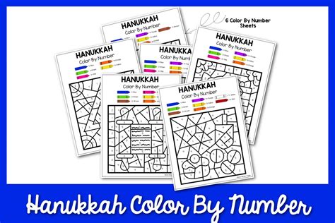 hanukkah color  number worksheet printable