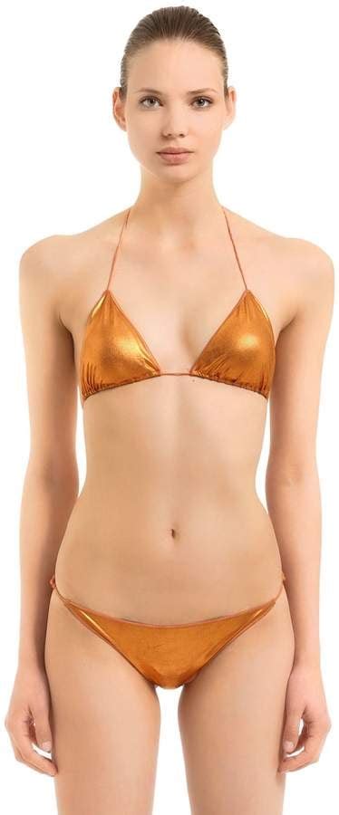 oséree swimwear metallic lycra triangle bikini kourtney kardashian