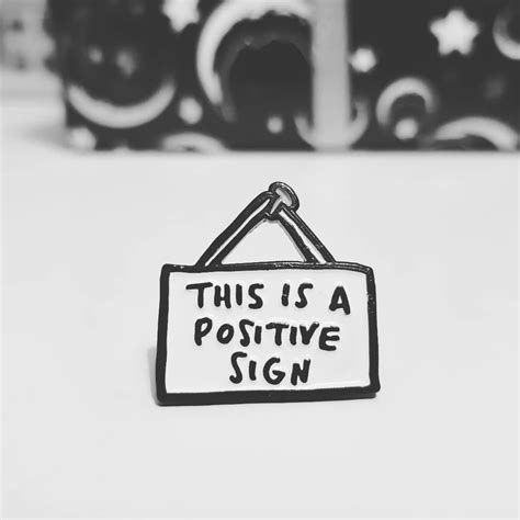 positive sign cute enamel pin badge black and white pin etsy