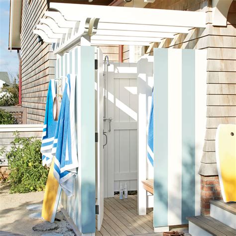 striped outdoor shower fresh air outdoor bath showers for beach houses coastal living