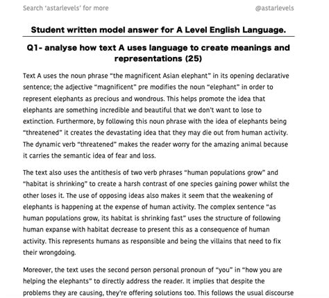 level english language paper  model essays mock teaching resources
