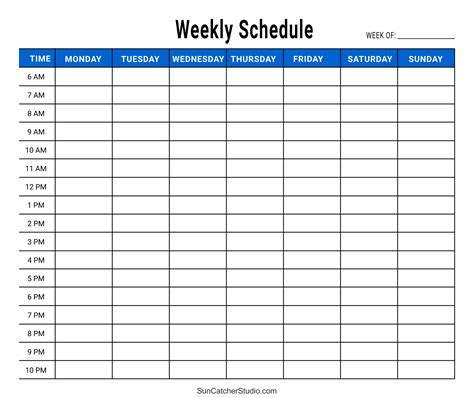 printable weekly schedule planner