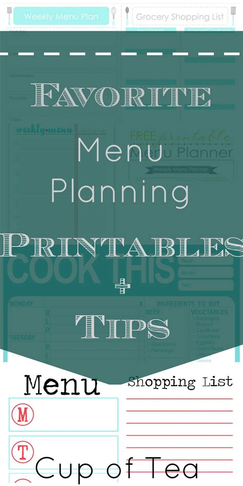 favorite menu planning printables tips cup  tea
