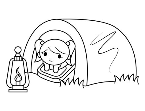 printable camping girl coloring page