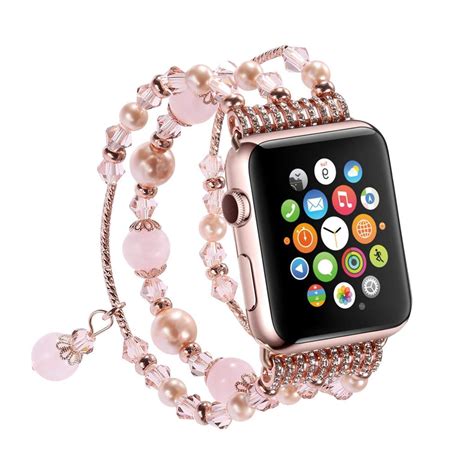 apple  bandpearl elastic stretch bracelet replacement women girl spy phone cases