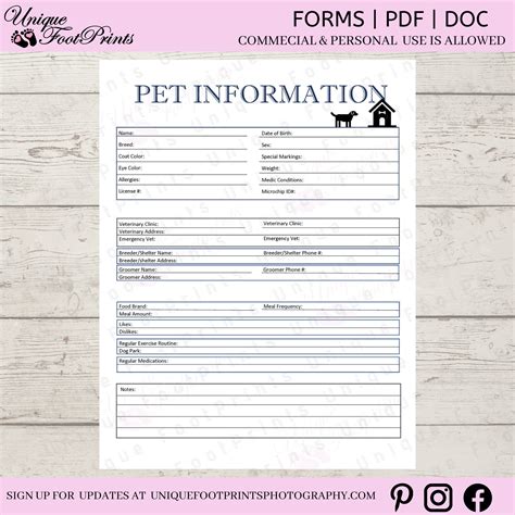 pet information sheet printable printable word searches