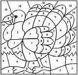 Color Number Thanksgiving Pages Coloring Turkey Printable Numbers Kids sketch template