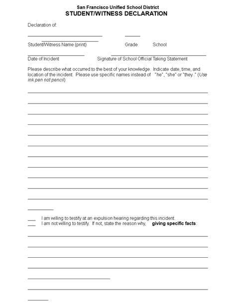 student witness statement form templates  allbusinesstemplatescom