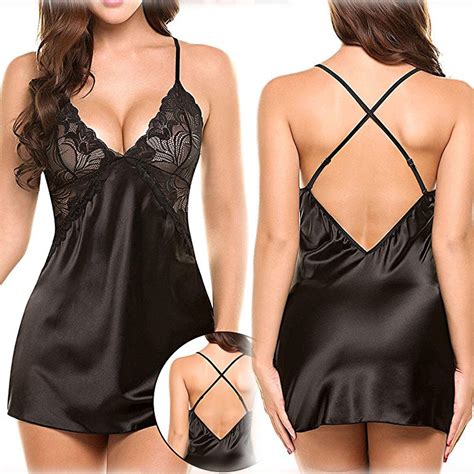 Intimate Deep V Lace Night Dress Sex Lingerie For Women