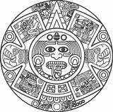 Aztec Calendar Coloring Mayan Pages Printable Getdrawings sketch template