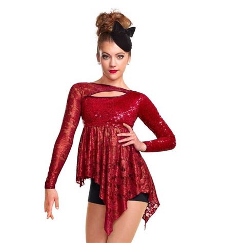 Details About Dance Costume S Xl Adult Red Lace Contemporary Jazz