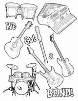 Coloring Music Pages Musical Printable Instruments Band Guitar Rock Themed Notes Instrument Print Kindergarten Kids Color Violin Preschoolers Clipart Sheet sketch template