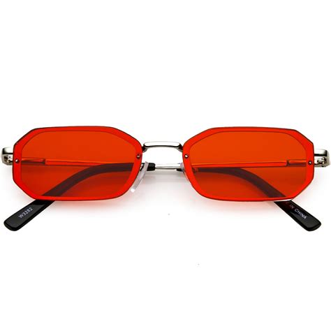 sunglass la small rimless rectangle sunglasses color tinted lens 53mm