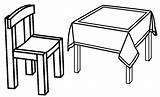 Table Coloring Chair Kids Pages Simple Top Furniture sketch template
