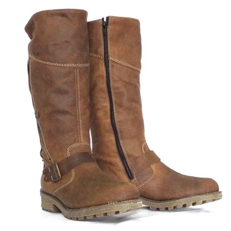 rieker austin ladies tan brown leather winter boots  mozimo