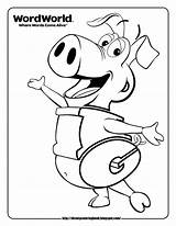 Coloring Pages Wordworld Disney Sheets Word Pig Kids sketch template