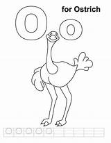 Letter Coloring Ostrich sketch template