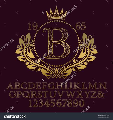 golden ornate letters  numbers  initial monogram  coat  arms form decorative