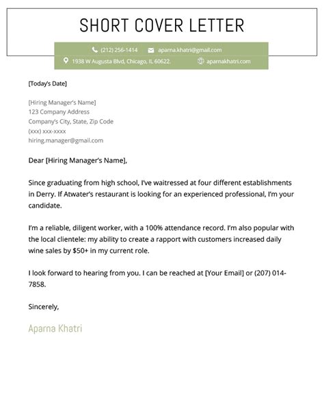 short cover letter     letter template collection