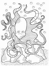 Coloring Octopus Adult Pages Pisces Big Color Printable Olivier Adults Fishes Funny Print Water Underwater Rock Worlds Kids Getdrawings Justcolor sketch template