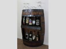 Whiskey Barrel Half Bar with Shelf, Reclaimed Whiskey Barrel Bar