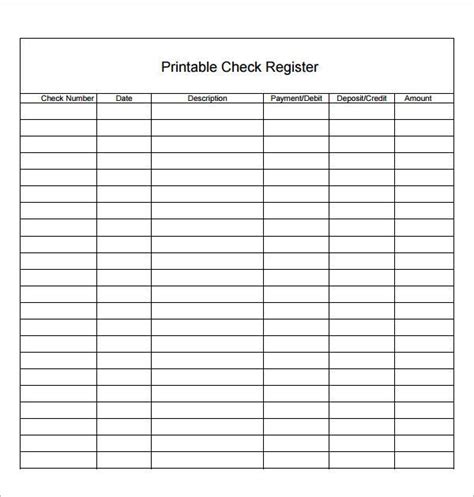 printable blank check register template printable checks