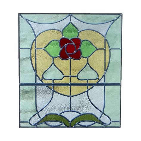Art Nouveau Style Stained Glass Panel From Period Home Style