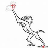 Lion King Rafiki Simba Holding Drawing Draw Step Cartoons Sketchok sketch template