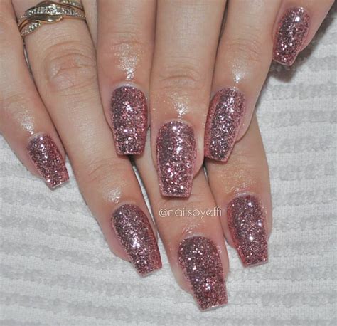 Medium Length Rose Gold Birthday Nails Coffin Nail And Manicure Trends