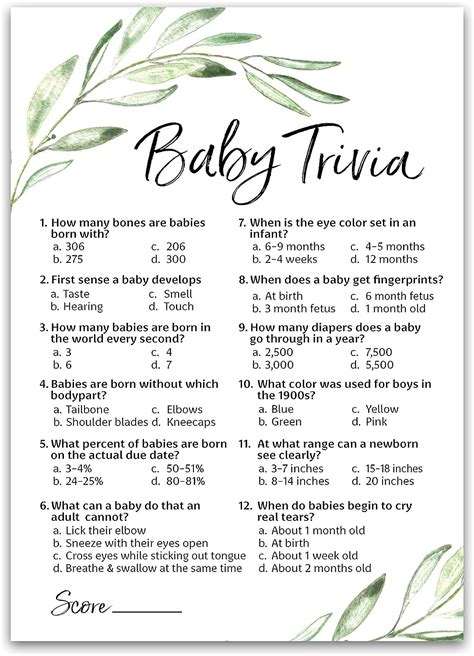 greenery baby shower game baby trivia games south africa ubuy