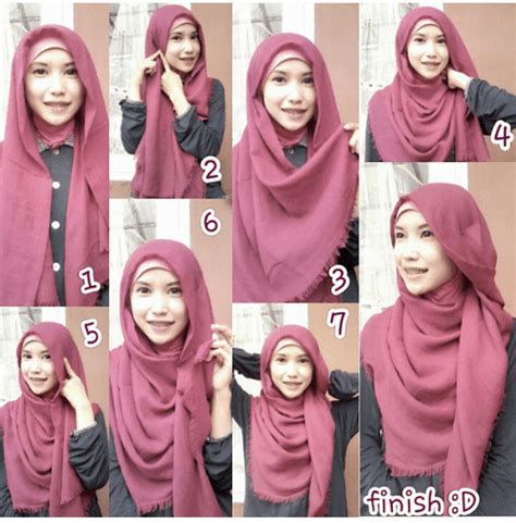 tutorial hijab katun rawis segi empat kumpulan contoh