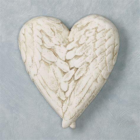 angel wings heart shaped wall plaque