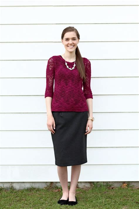 Modest Outfit Idea For Church Sunday Best Gray Pencil Skirt Black