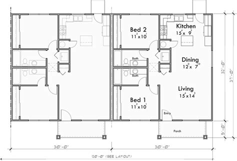 level single story  bed  bath  plex town house     plan duplex house plans