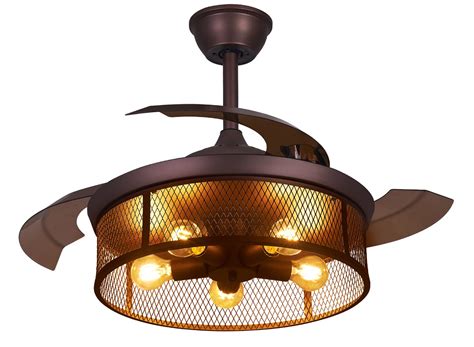buy dafologia caged ceiling fan  light  industrial retractable