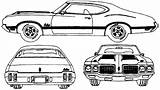 Oldsmobile 442 Cutlass 1970 Blueprints W31 Coupe Car sketch template
