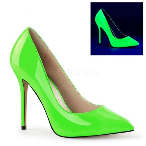 amuse neon green 5 inch high heel pump classic shoes for