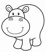 Hippo Coloring Pages Printable Easy Animal Cartoon Sheets Kids Baby Colouring Zoo Animals Drawing Print Uniquecoloringpages sketch template