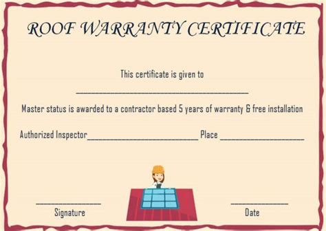 roofing warranty certificate template word certificate  completion