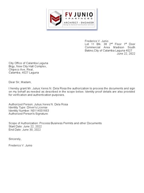 authorization letter  business permit  documents