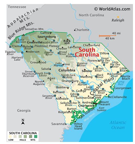 map  south carolina  surrounding states map  canada