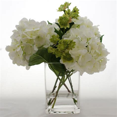 Silk White Hydrangea And Greenery Arrangement Flovery