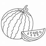Watermelon Drawing Coloring Line Melon Water Fruit Drawings Vegetables Getdrawings Paintingvalley sketch template