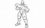 Soldier Futuristic Exoskeleton Holding sketch template