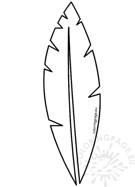 large paper indian feather template coloring page