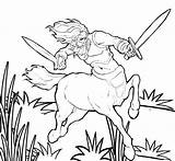 Centaur Coloring Pages Swords Holding Ages Seven Creative sketch template