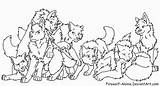 Firewolf Lineart Wolves Coloringhome Clans Realistic sketch template